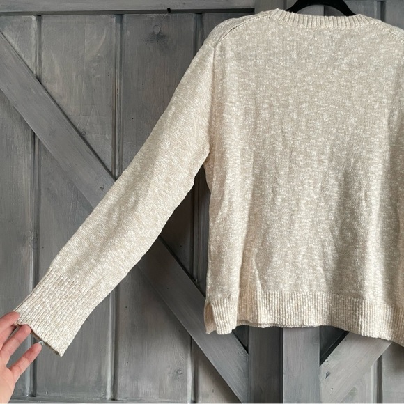 J. Crew Light Khaki Oatmeal Tan Cream Knit Pullover Size M - Picture 7 of 7